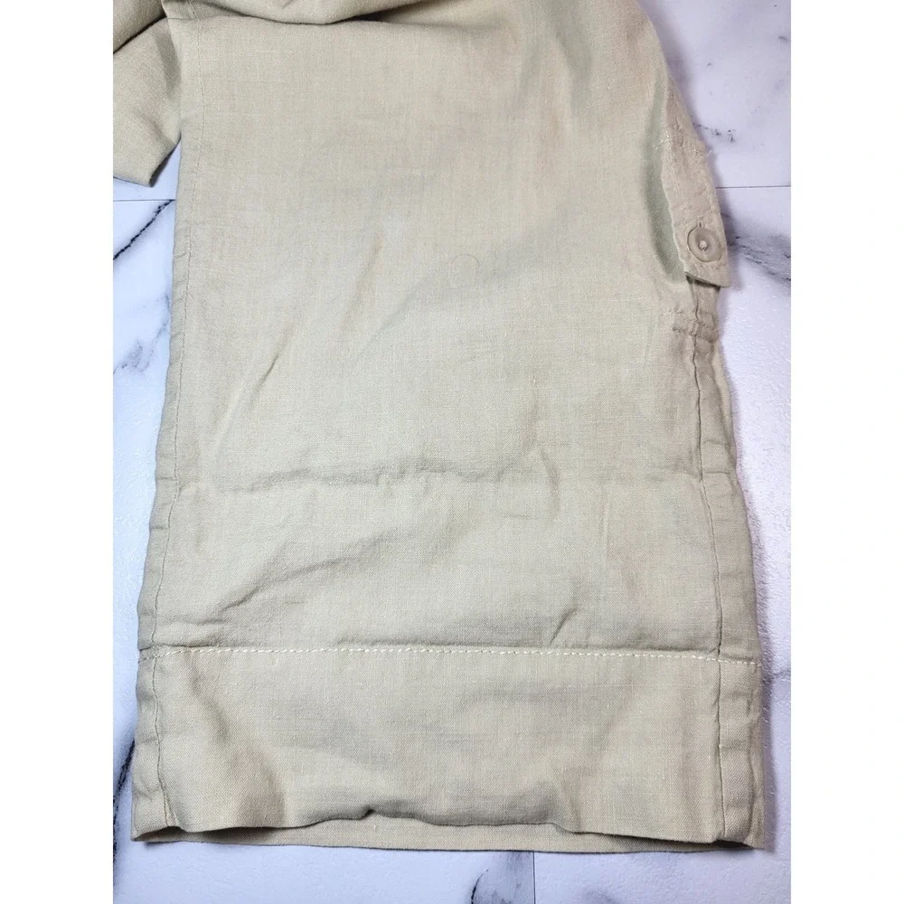 Banana Republic Womens Tan Linen Cargo Ankle Pants Drawstring Cuffs 10 Coastal